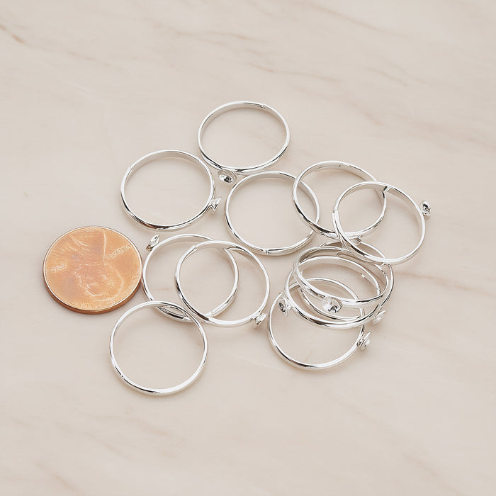 Rhodium Plated Adjustable Pad Ring Base, 4 Pc - detail view 1 (BA.212)