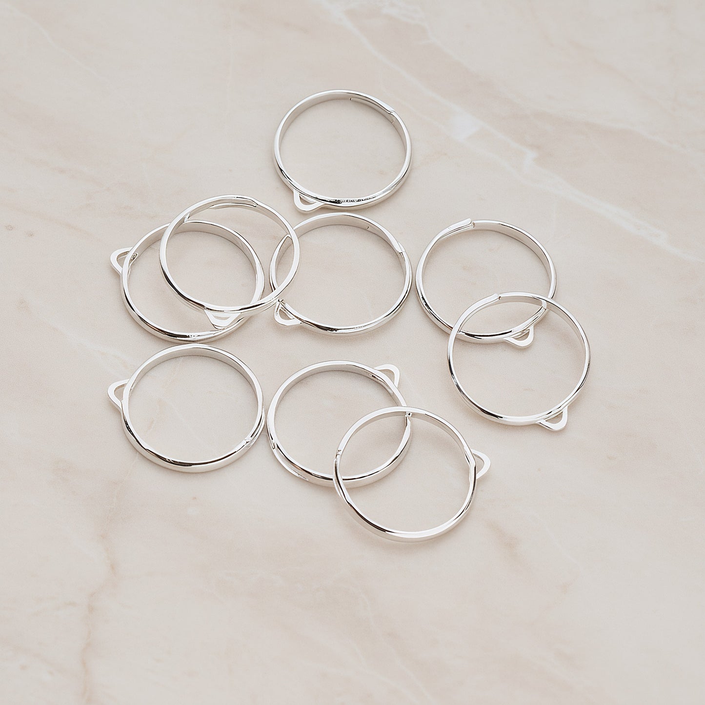 Rhodium Plated Adjustable Loop Ring Base, 4 Pc (BA.213)