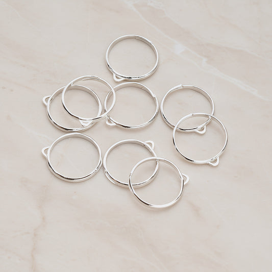 Rhodium Plated Adjustable Loop Ring Base, 4 Pc (BA.213)