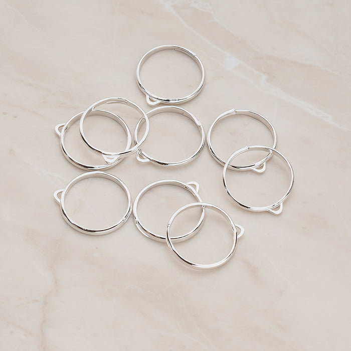 Rhodium Plated Adjustable Loop Ring Base, 4 Pc (BA.213)