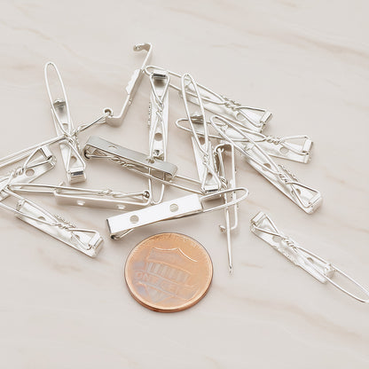 Silver Tone Alligator Hair Clip Base, 12 Pc (BA.258)