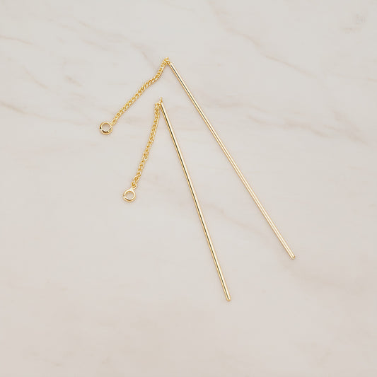 Chain Linked Thin Tube Bar Drop Ear Findings, 2 Pc (BA.267)