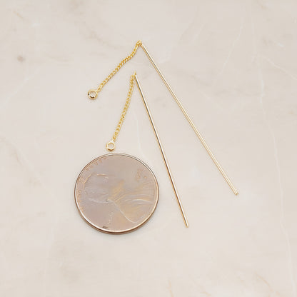 Chain Linked Thin Tube Bar Drop Ear Findings, 2 Pc - detail view 1 (BA.267)