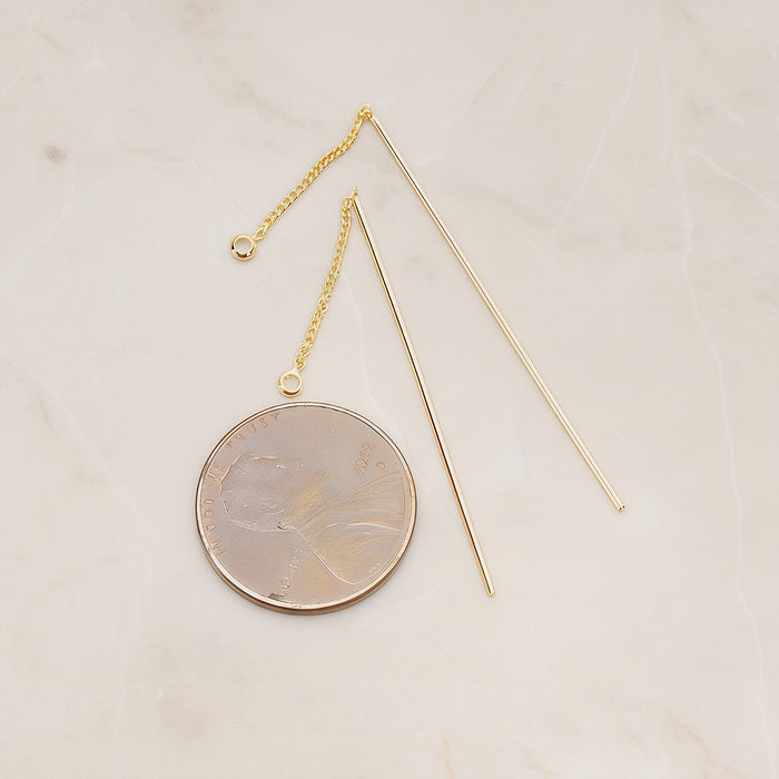 Chain Linked Thin Tube Bar Drop Ear Findings, 2 Pc - detail view 1 (BA.267)