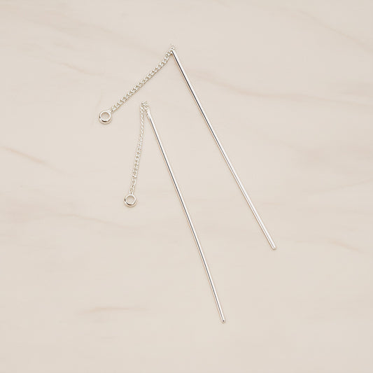 Chain Linked Thin Tube Bar Drop Ear Findings, 2 Pc (BA.267)