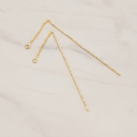 Chain Linked Textured Tube Bar Pendant Ear Findings, 2 Pc (BA.268)