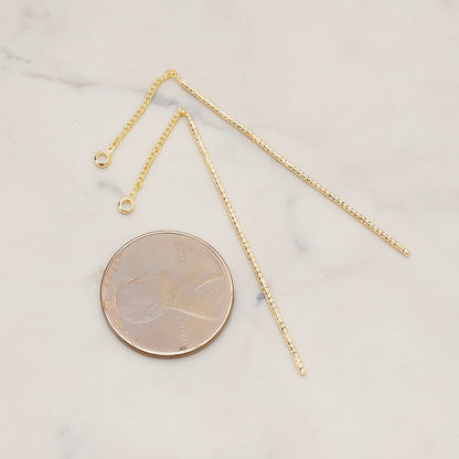 Chain Linked Textured Tube Bar Pendant Ear Findings, 2 Pc - detail view 1 (BA.268)