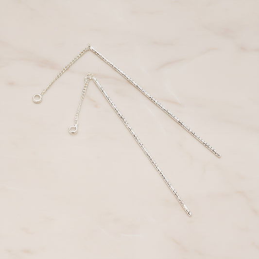 Chain Linked Textured Tube Bar Pendant Ear Findings, 2 Pc (BA.268)