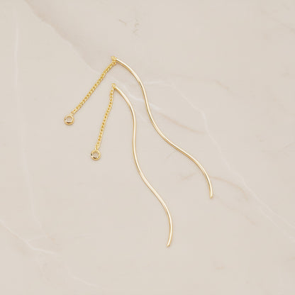 Curvy Wave Tube Bar Chain Ear Findings, 2 Pc (BA.269)