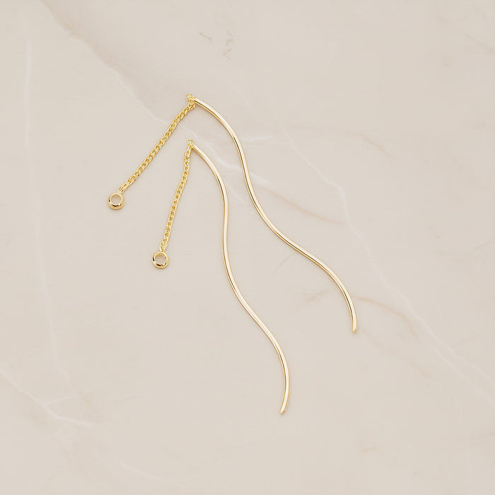 Curvy Wave Tube Bar Chain Ear Findings, 2 Pc (BA.269)