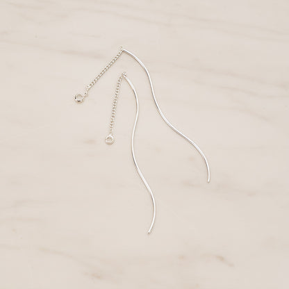 Curvy Wave Tube Bar Chain Ear Findings, 2 Pc (BA.269)
