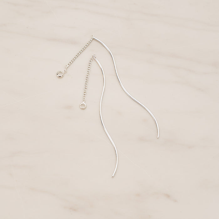 Curvy Wave Tube Bar Chain Ear Findings, 2 Pc (BA.269)