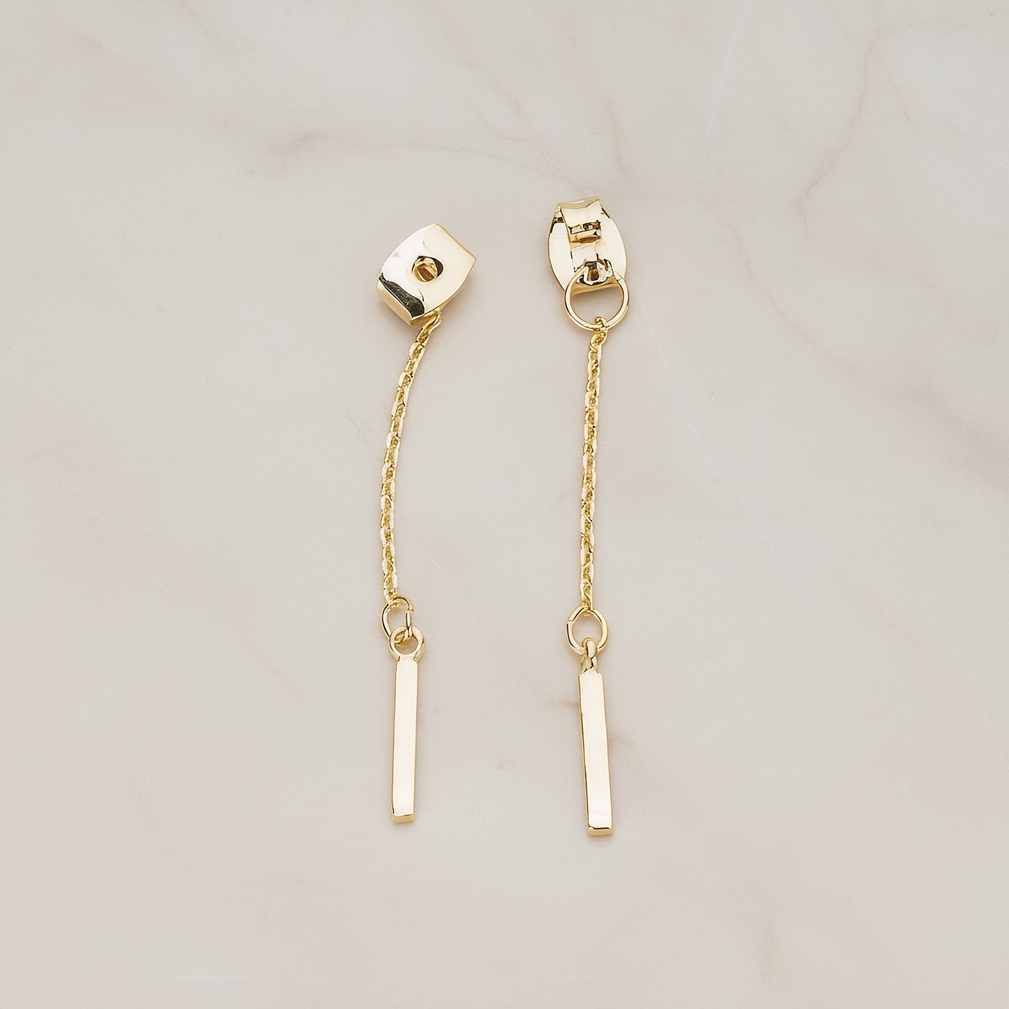Butterfly Earnut with Chained Mini Bar Earring Component, 2 Pc (BA.274)