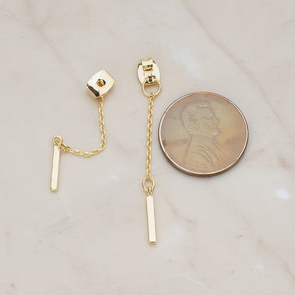 Butterfly Earnut with Chained Mini Bar Earring Component, 2 Pc (BA.274)
