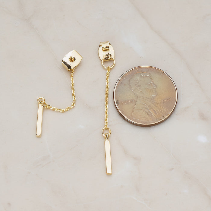 Butterfly Earnut with Chained Mini Bar Earring Component, 2 Pc (BA.274)