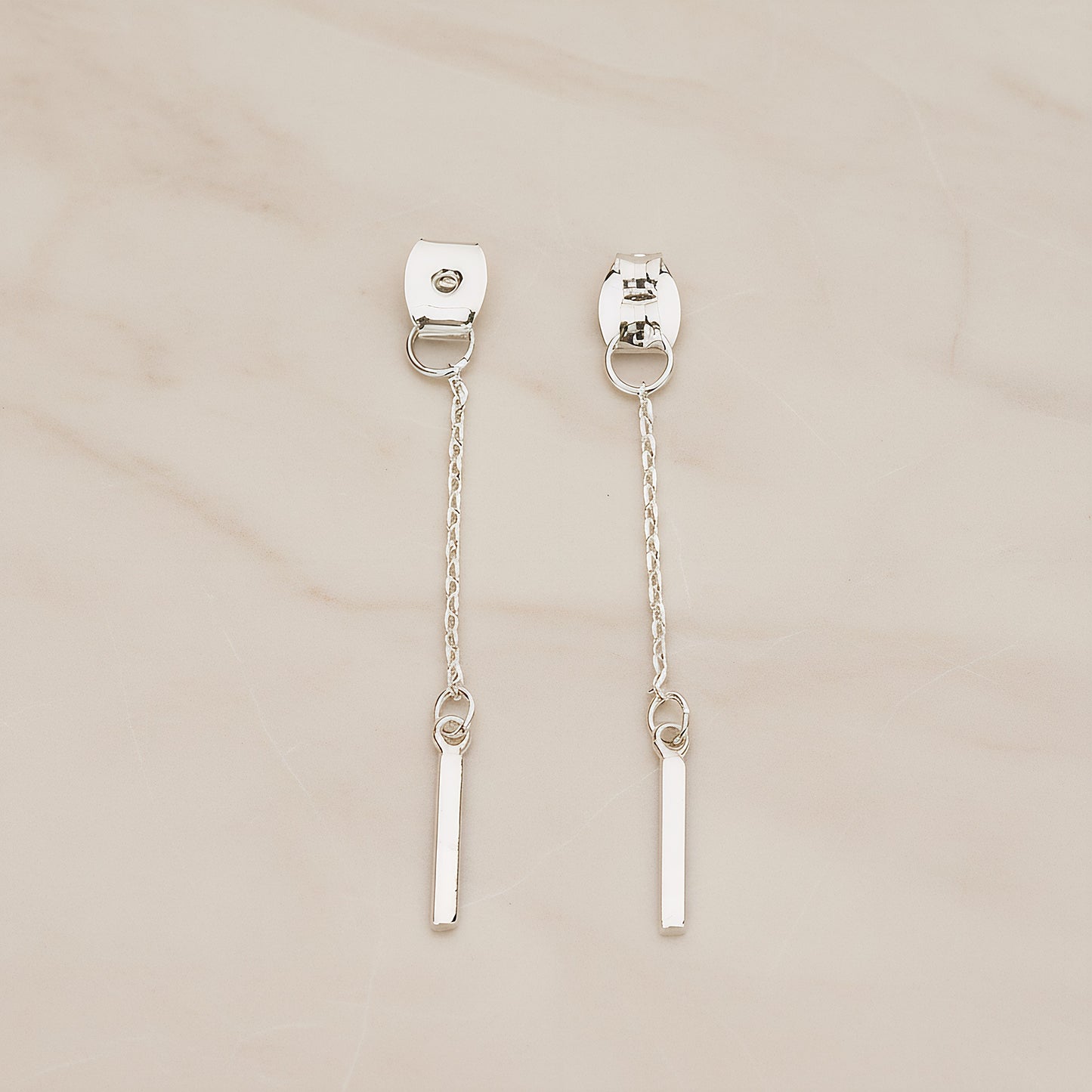 Butterfly Earnut with Chained Mini Bar Earring Component, 2 Pc (BA.274)