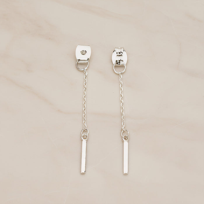 Butterfly Earnut with Chained Mini Bar Earring Component, 2 Pc (BA.274)