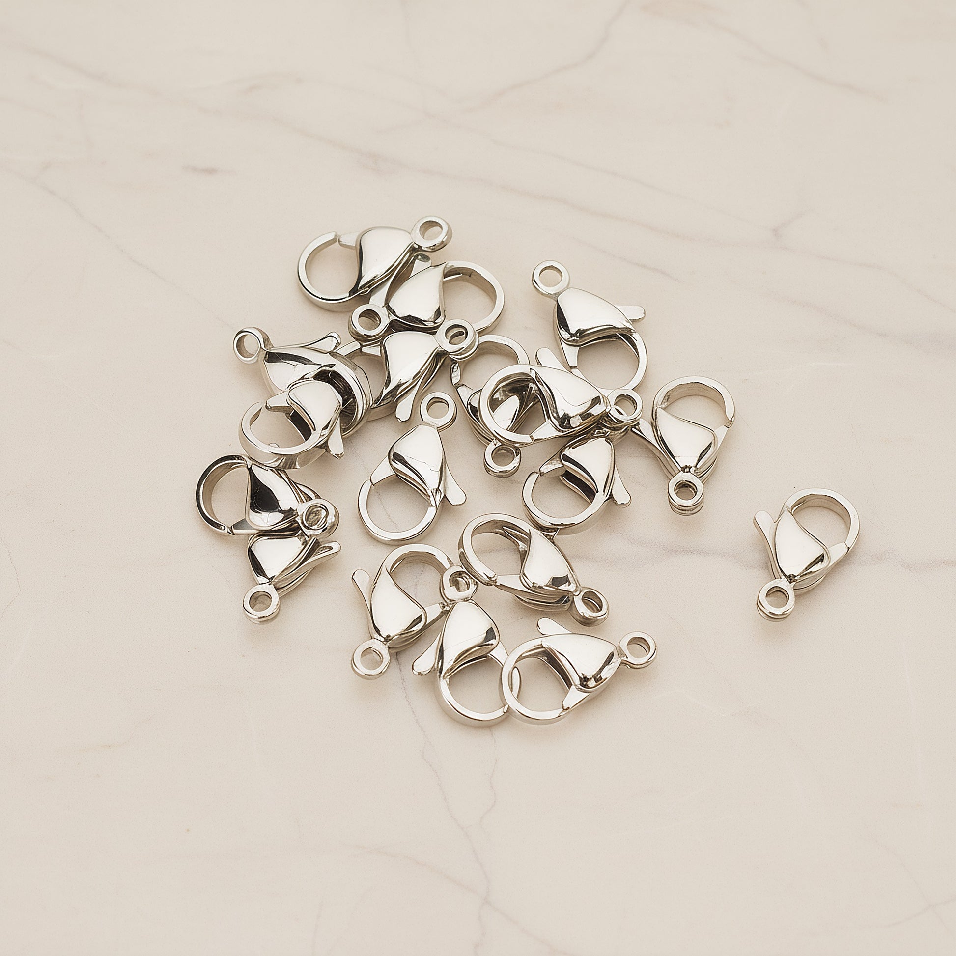 Surgical Stainless Steel Hypoallergenic Large Lobster Clasp, 6 Pc - Surgical Stainless Steel (BA.276-02)