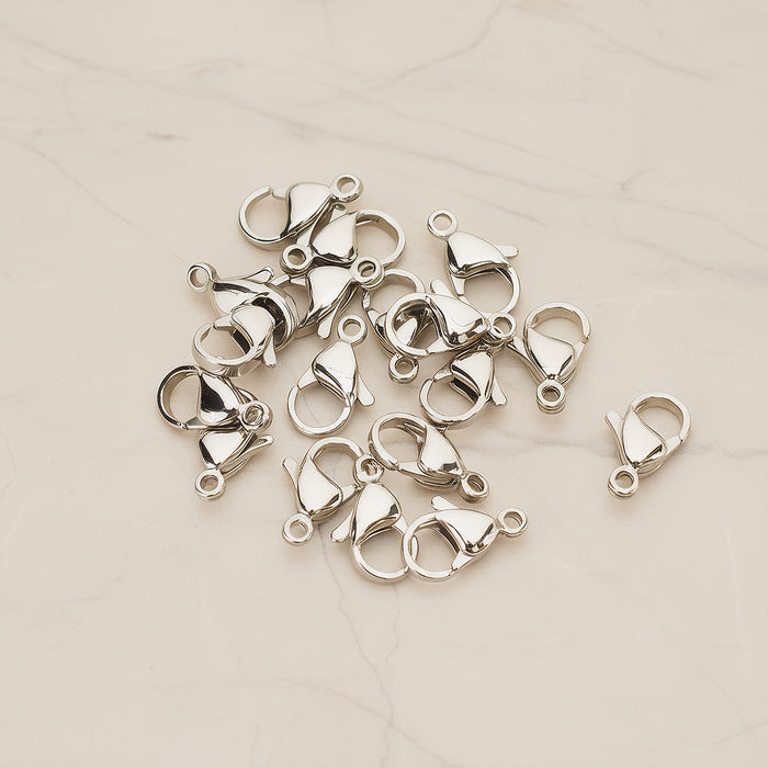 Surgical Stainless Steel Hypoallergenic Large Lobster Clasp, 6 Pc - Surgical Stainless Steel (BA.276-02)