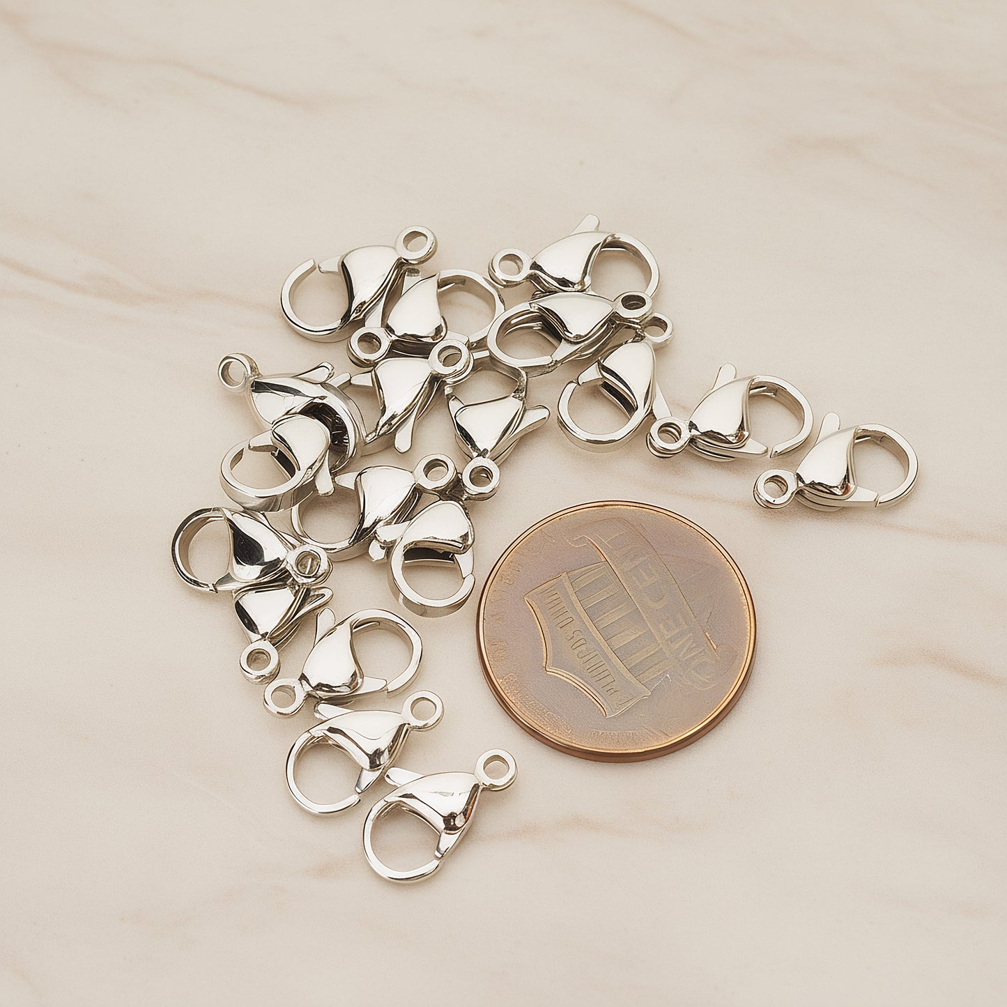 Surgical Stainless Steel Hypoallergenic Large Lobster Clasp, 6 Pc - detail view 1 (BA.276-02)