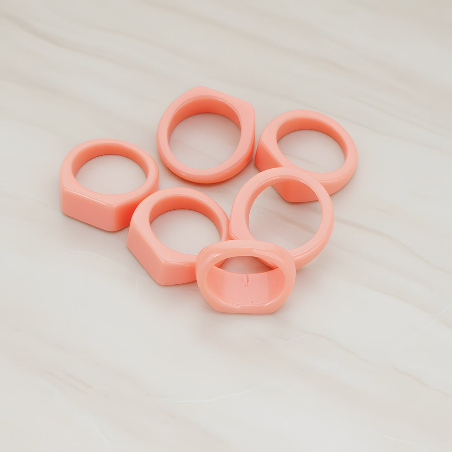 Ring Flat Back Cabochon, 4 Pc - Coral (CB.0001)