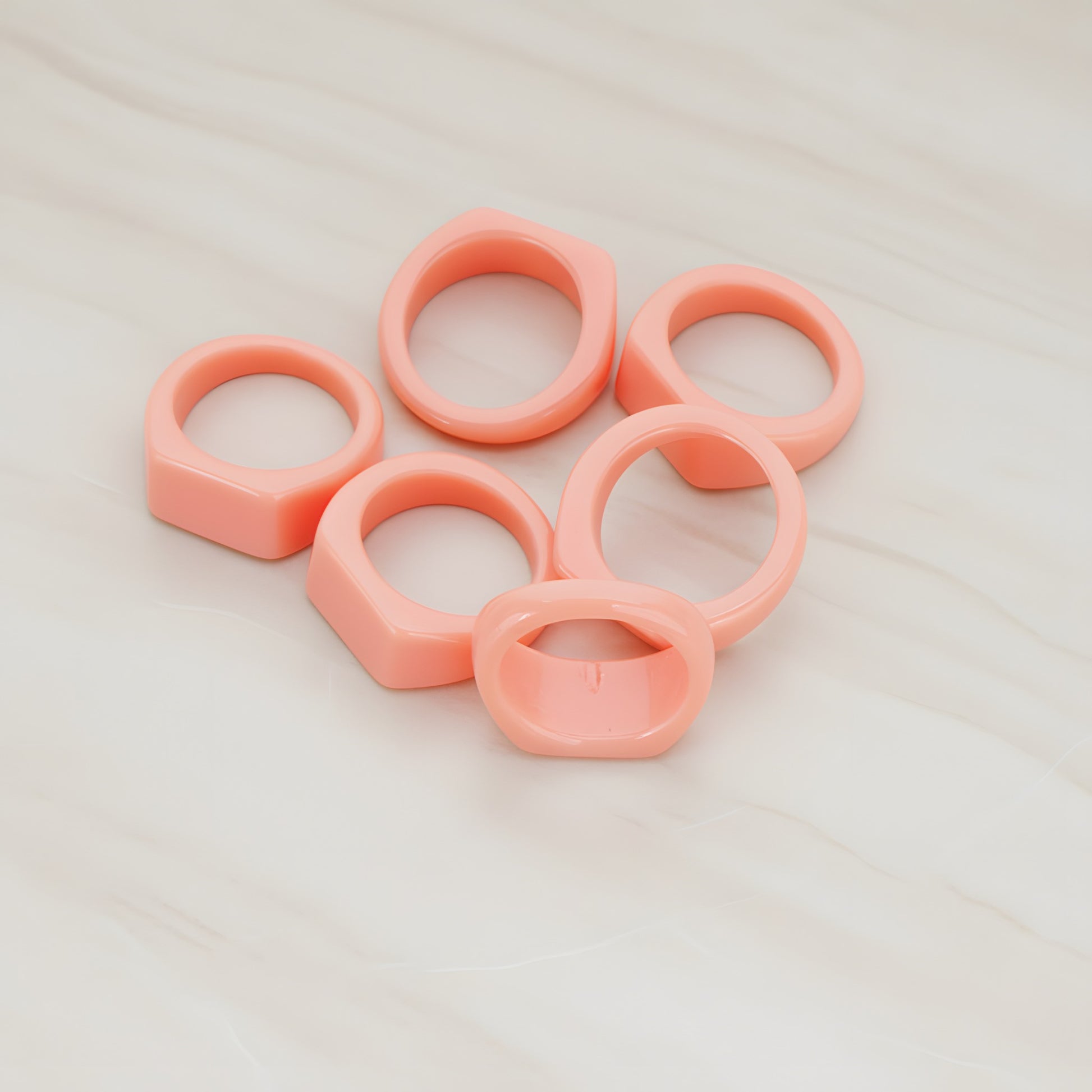Ring Flat Back Cabochon, 4 Pc - Coral (CB.0001)
