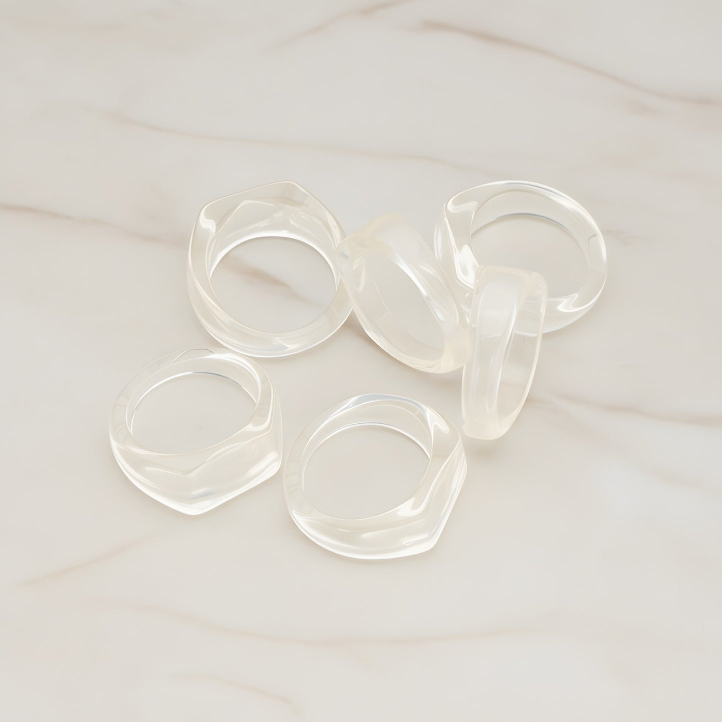 Ring Flat Back Cabochon, 4 Pc - Ice (CB.0001)