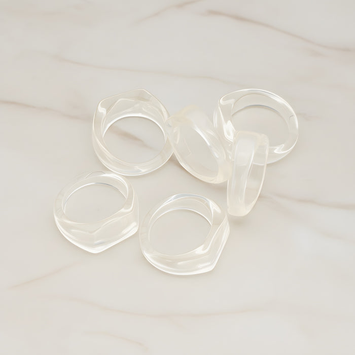 Ring Flat Back Cabochon, 4 Pc - Ice (CB.0001)