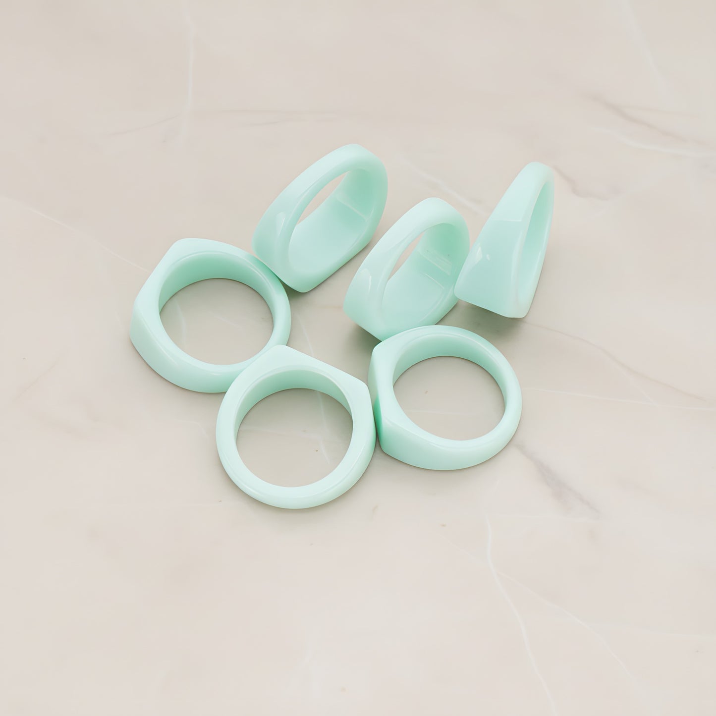 Ring Flat Back Cabochon, 4 Pc - Mint (CB.0001)