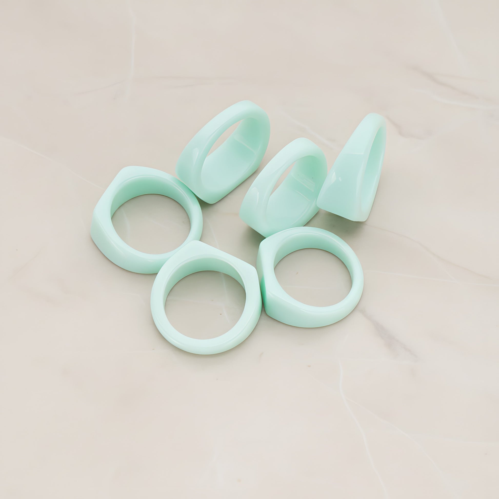 Ring Flat Back Cabochon, 4 Pc - Mint (CB.0001)
