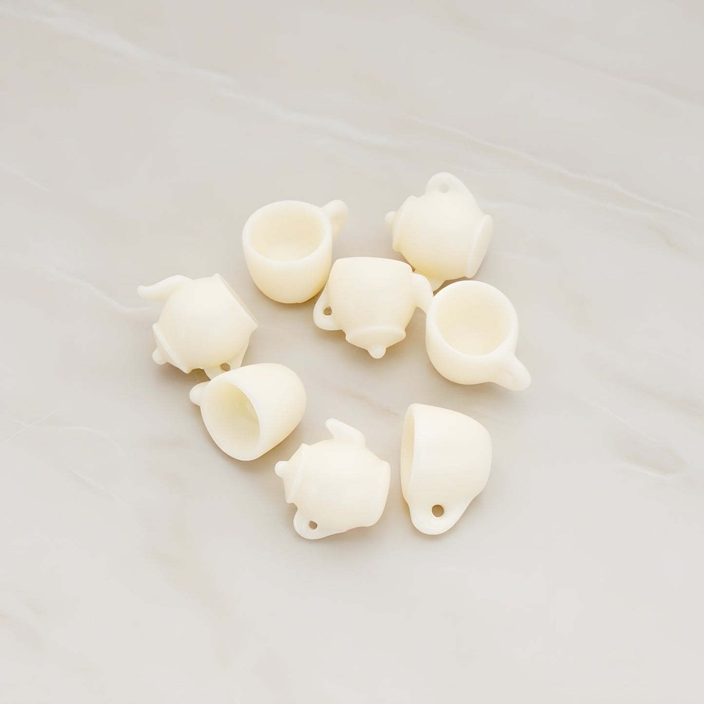 Tea Pot and Cup Flat Back Cabochon, 2 Pc - Cream (CB.007)