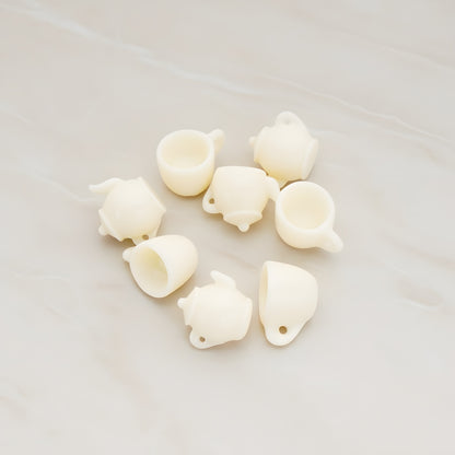 Tea Pot and Cup Flat Back Cabochon, 2 Pc - Cream (CB.007)