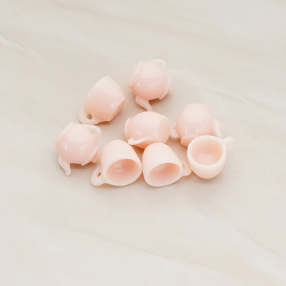 Tea Pot and Cup Flat Back Cabochon, 2 Pc - Peach (CB.007)