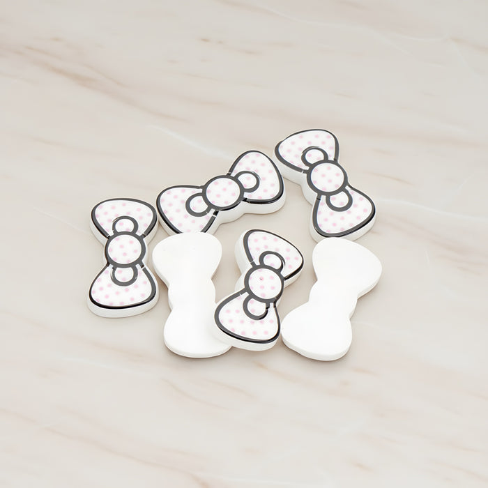 Ribbon Bow Flat Back Cabochon, 10 Pc - White (CB.008)