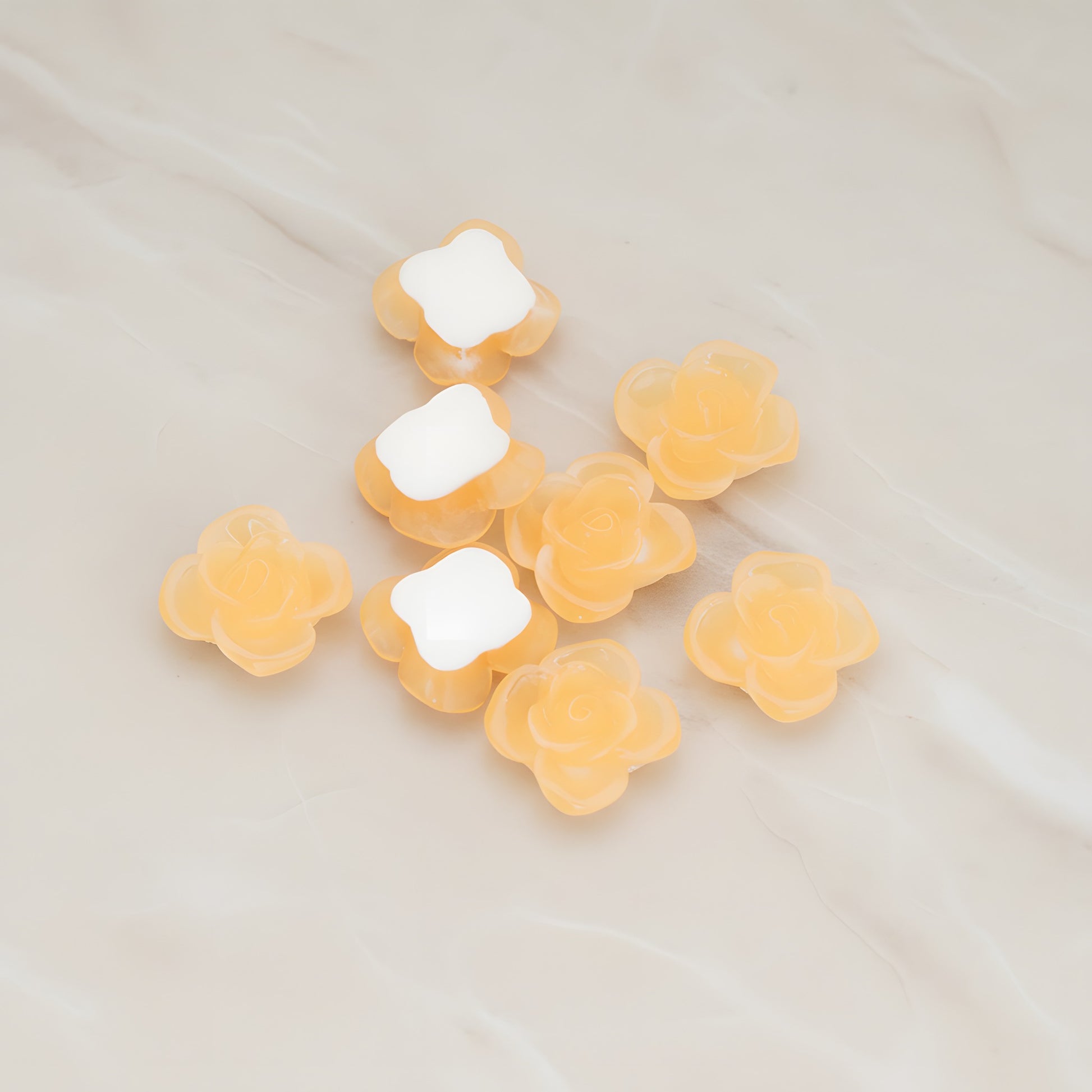 Persimmon Flower Flat Back Cabochon, 6 Pc - Ice Apricot (CB.010)