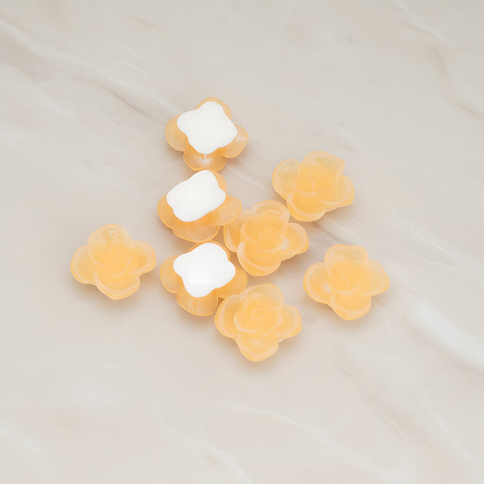 Persimmon Flower Flat Back Cabochon, 6 Pc - Ice Apricot (CB.010)