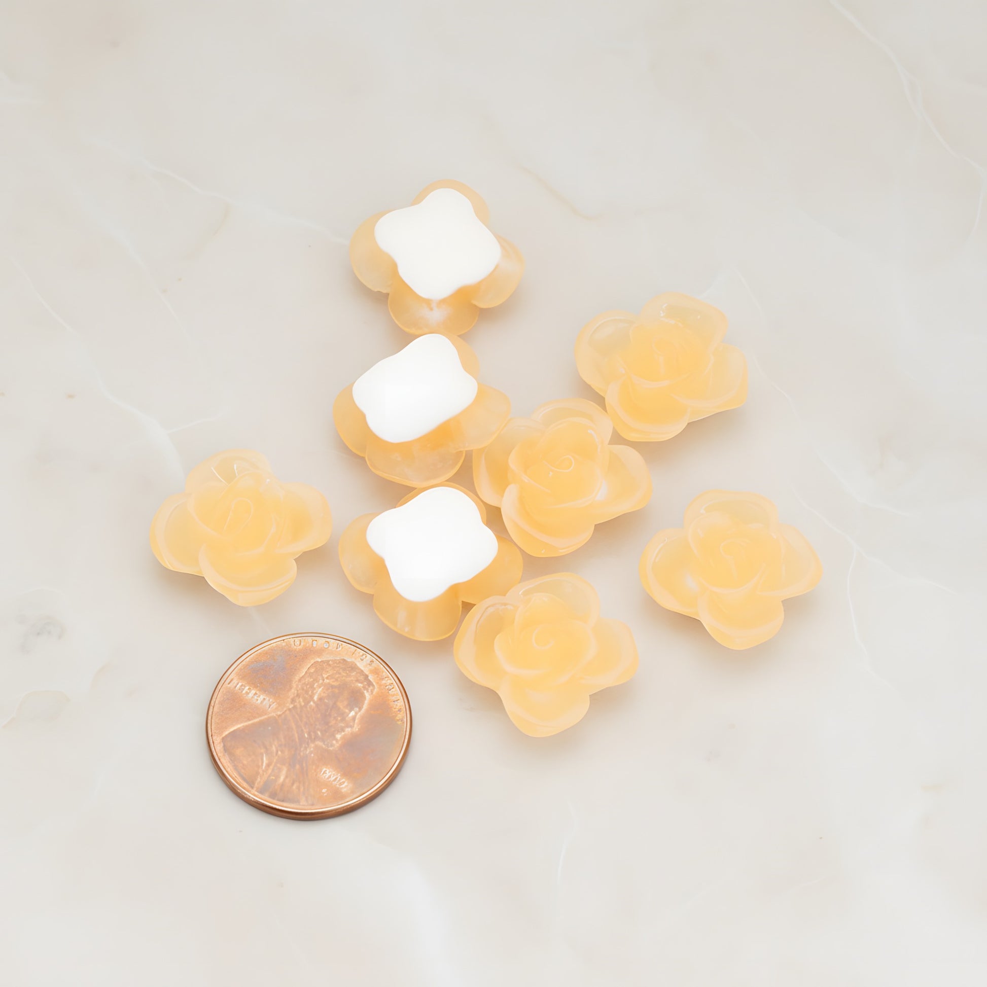 Persimmon Flower Flat Back Cabochon, 6 Pc - detail view 1 (CB.010)
