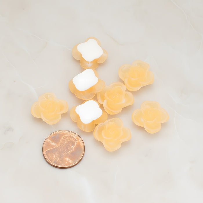 Persimmon Flower Flat Back Cabochon, 6 Pc - detail view 1 (CB.010)