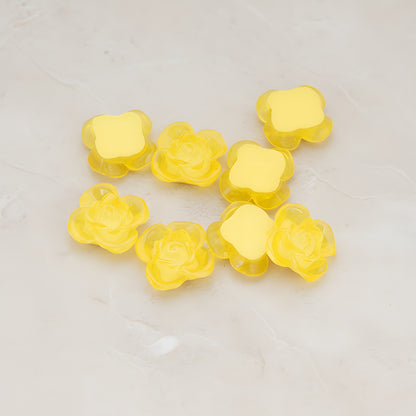 Persimmon Flower Flat Back Cabochon, 6 Pc - Ice Yellow (CB.010)