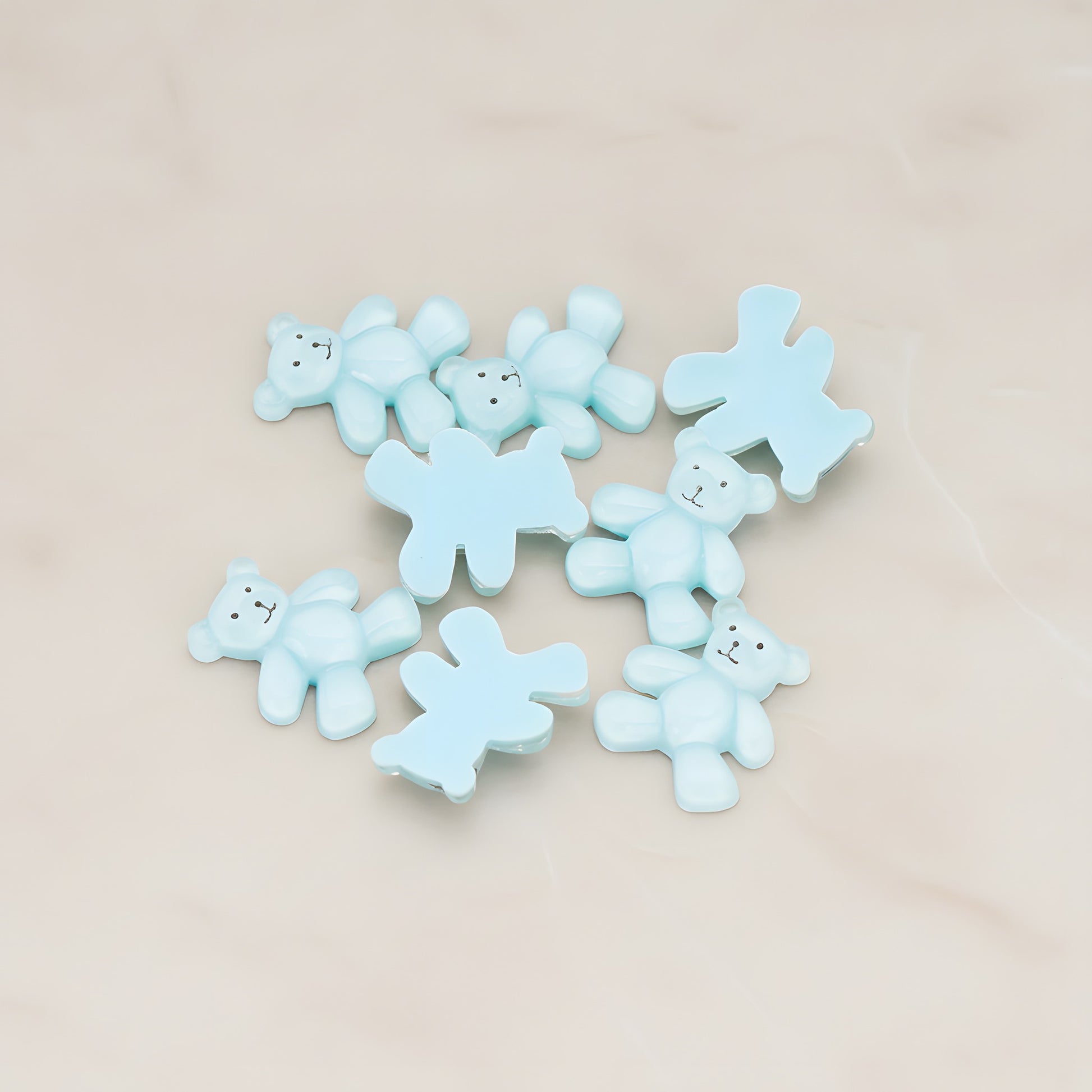 Teddy Bear Flat Back Cabochon, 10 Pc - Light Blue (CB.011)