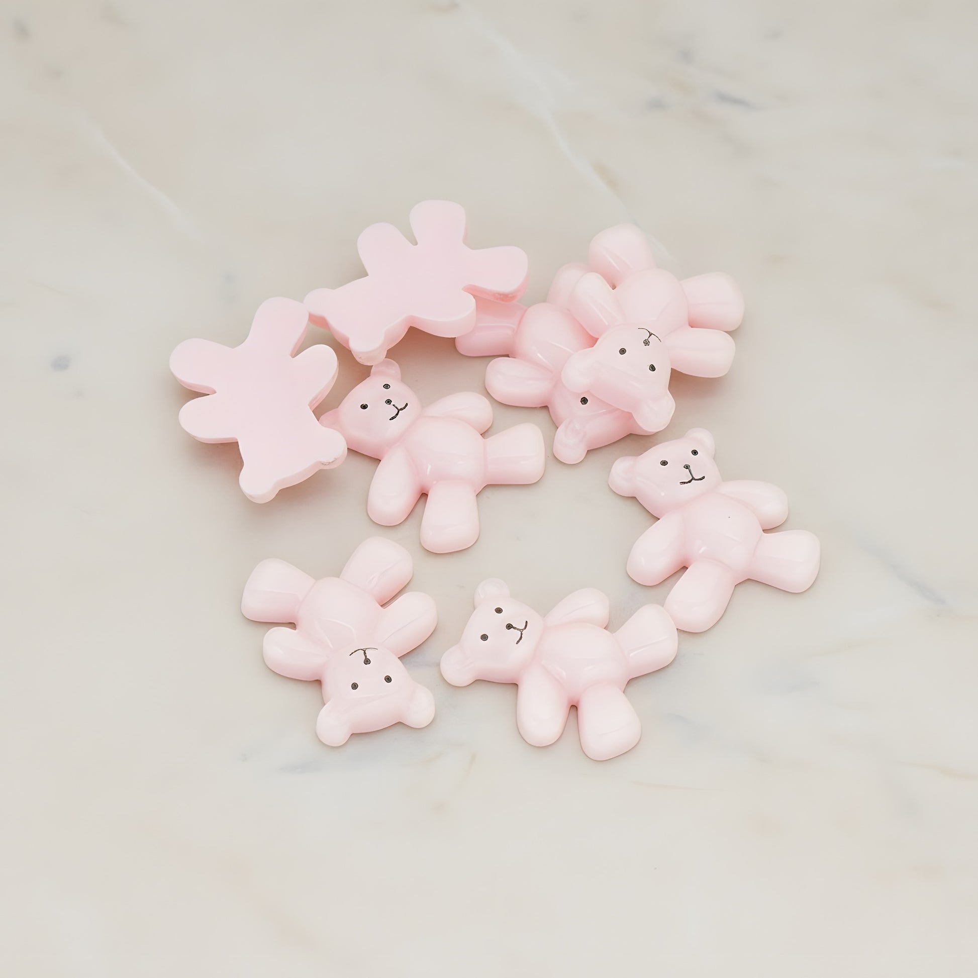 Teddy Bear Flat Back Cabochon, 10 Pc - Pink (CB.011)