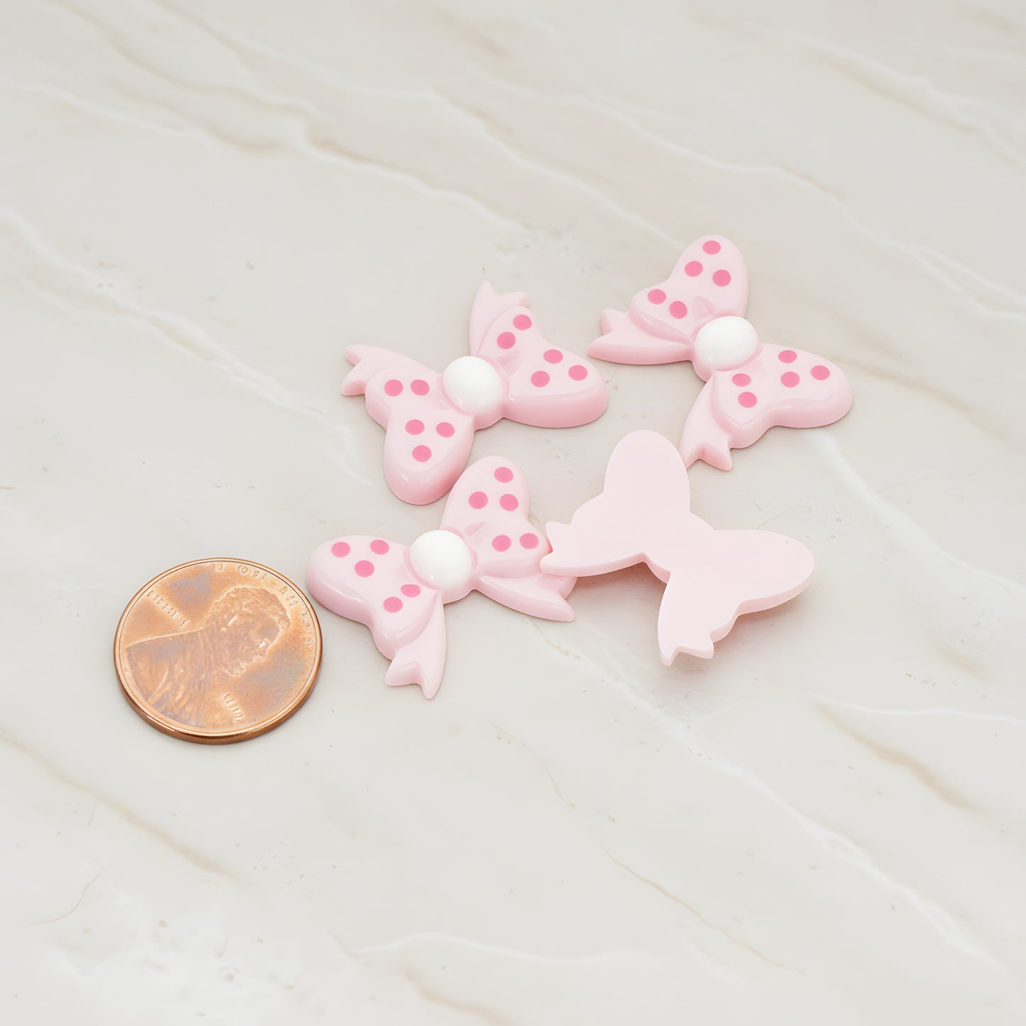 Polka Dot Bow Flat Back Cabochon, 10 Pc - detail view 1 (CB.012)
