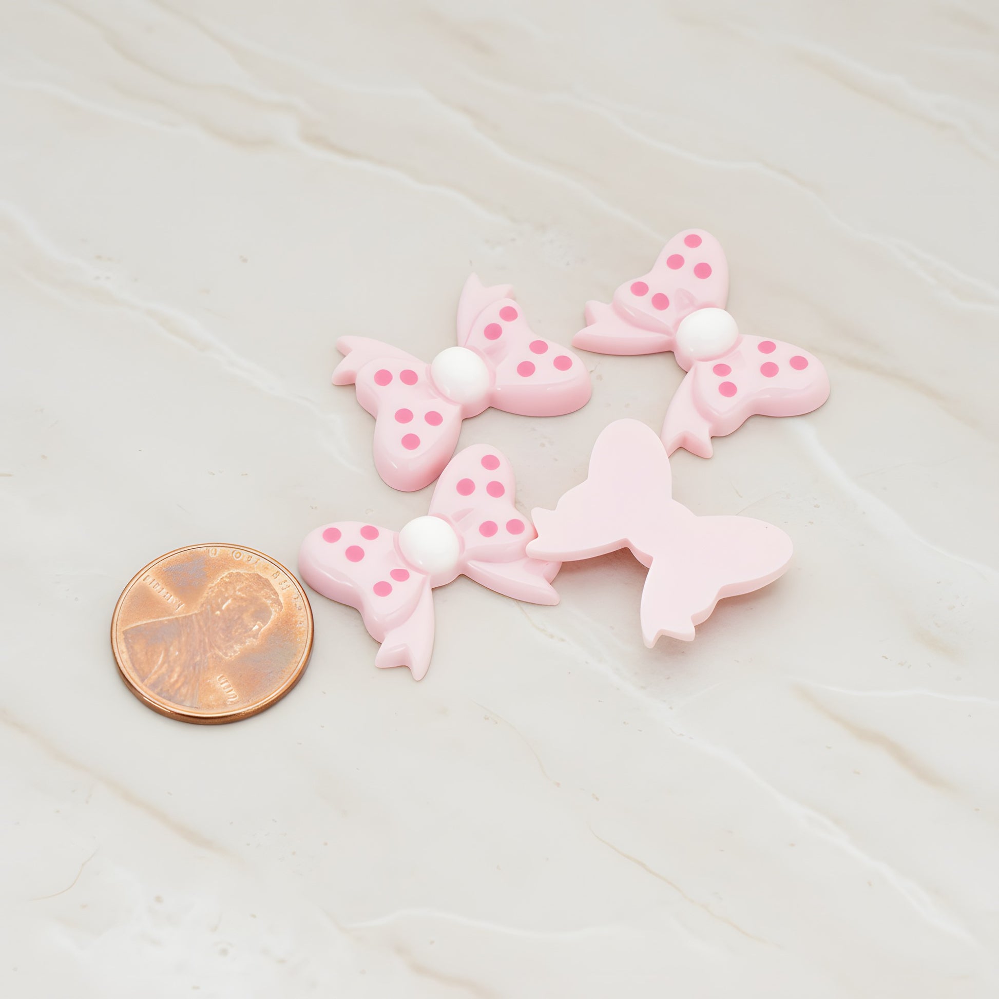 Polka Dot Bow Flat Back Cabochon, 10 Pc - detail view 1 (CB.012)