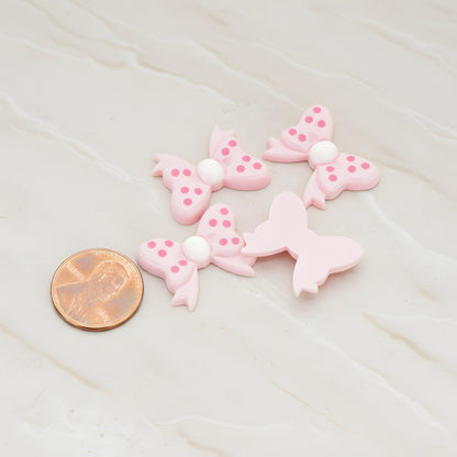 Polka Dot Bow Flat Back Cabochon, 10 Pc - detail view 1 (CB.012)