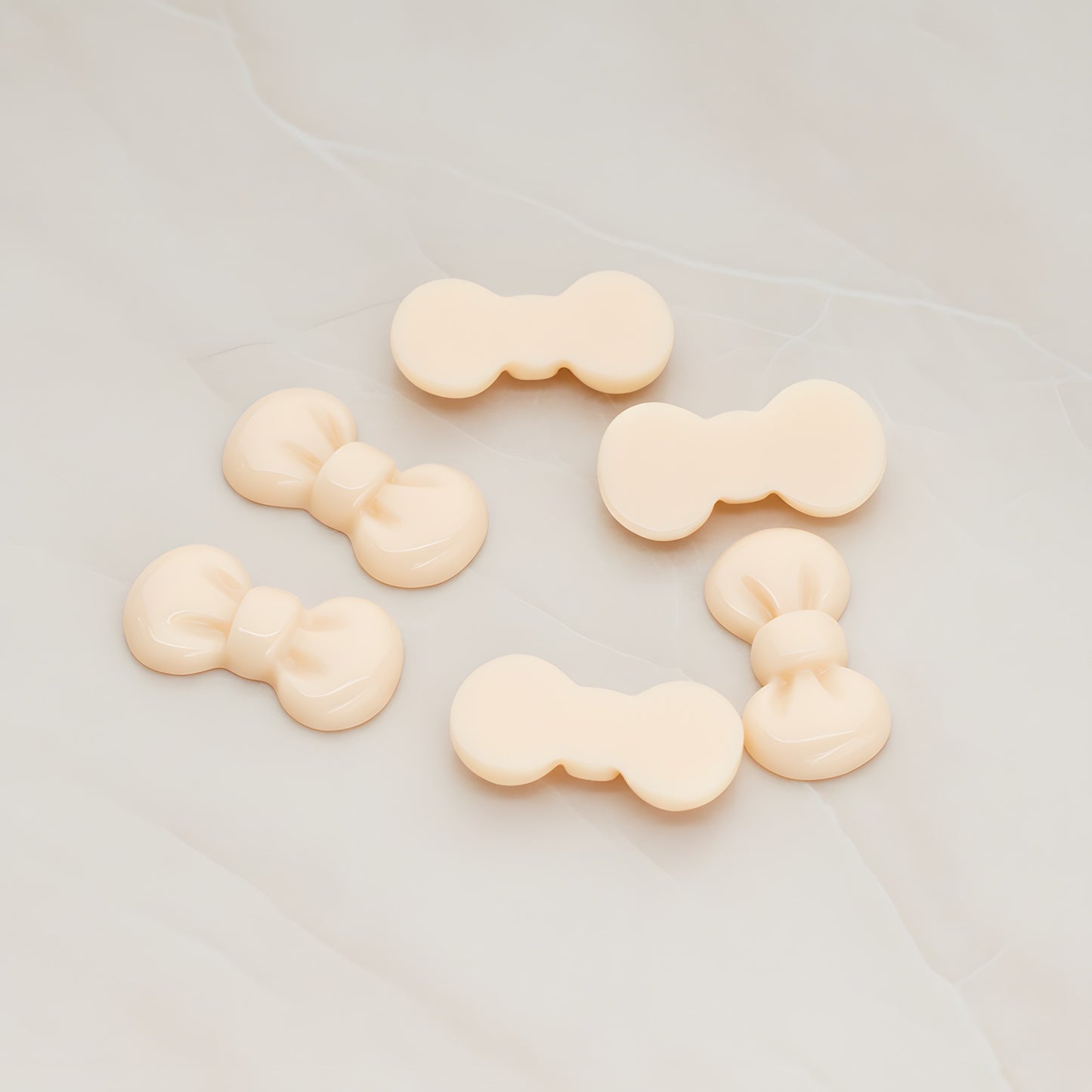 Rounded Ribbon Bow Flat Back Cabochon, 10 Pc - Apricot (CB.019)