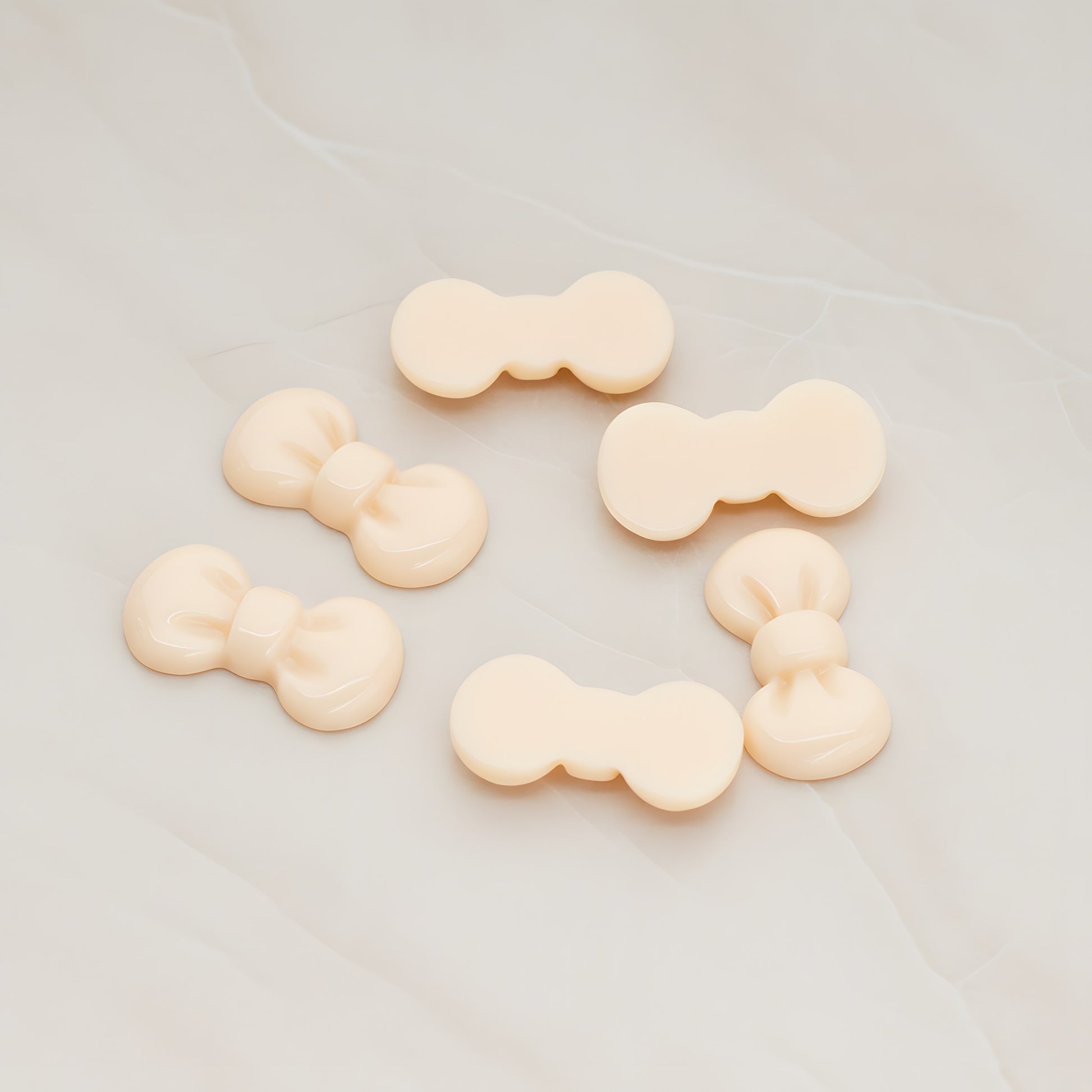 Rounded Ribbon Bow Flat Back Cabochon, 10 Pc - Apricot (CB.019)