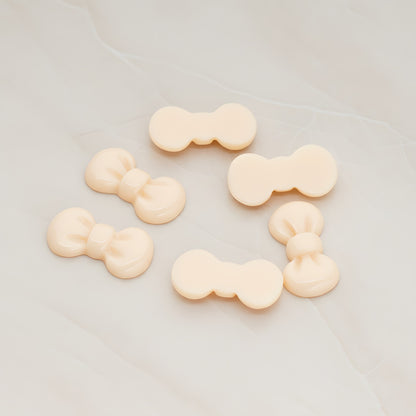 Rounded Ribbon Bow Flat Back Cabochon, 10 Pc - Apricot (CB.019)