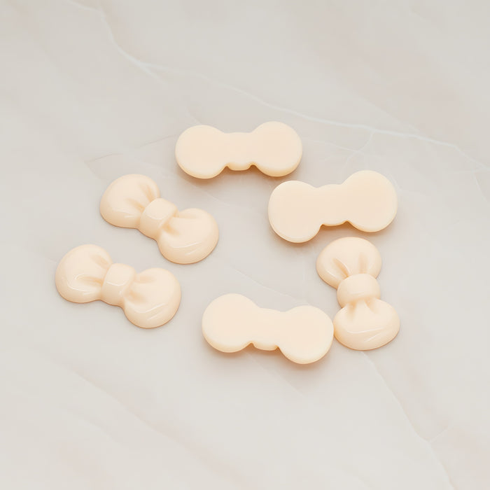 Rounded Ribbon Bow Flat Back Cabochon, 10 Pc - Apricot (CB.019)