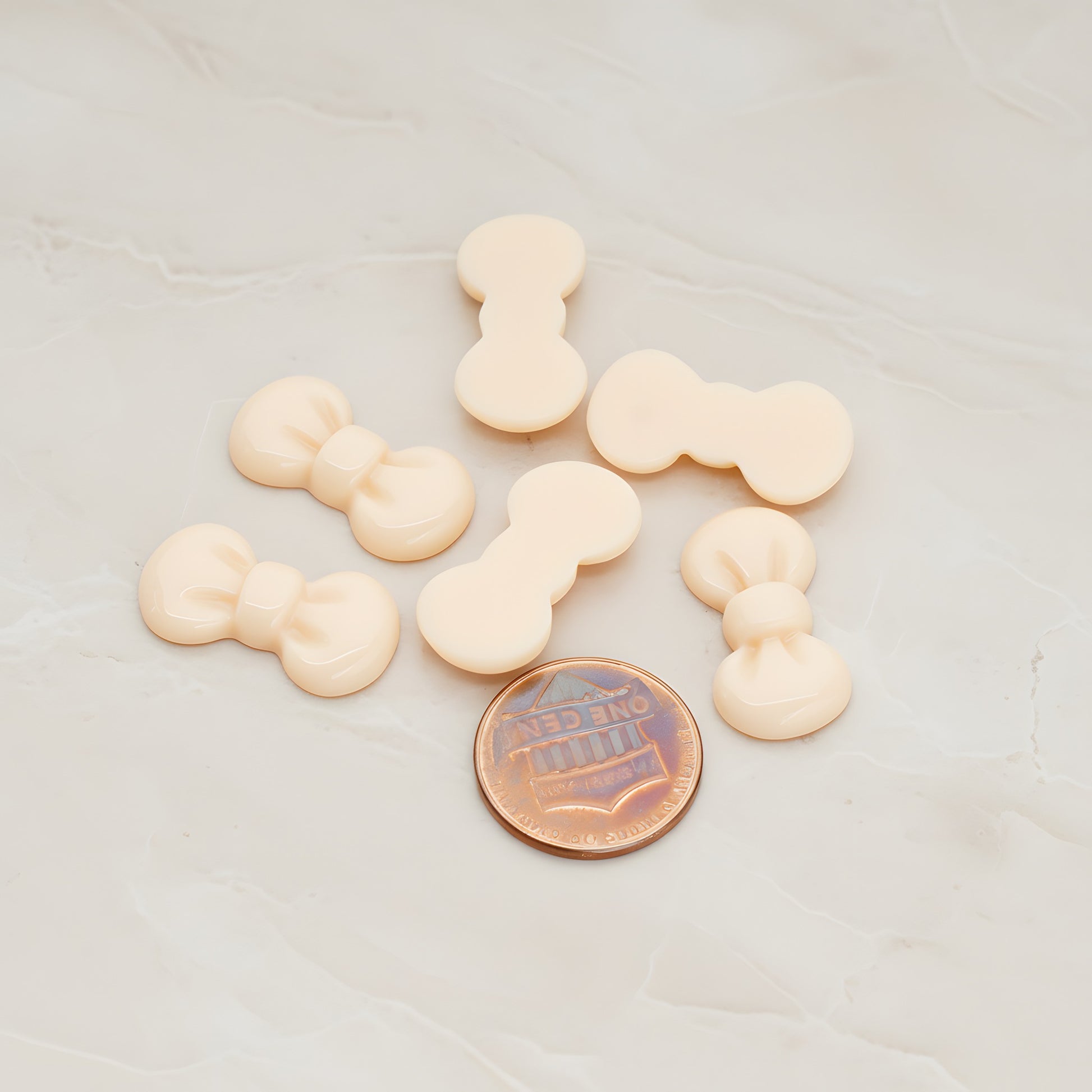 Rounded Ribbon Bow Flat Back Cabochon, 10 Pc - detail view 1 (CB.019)