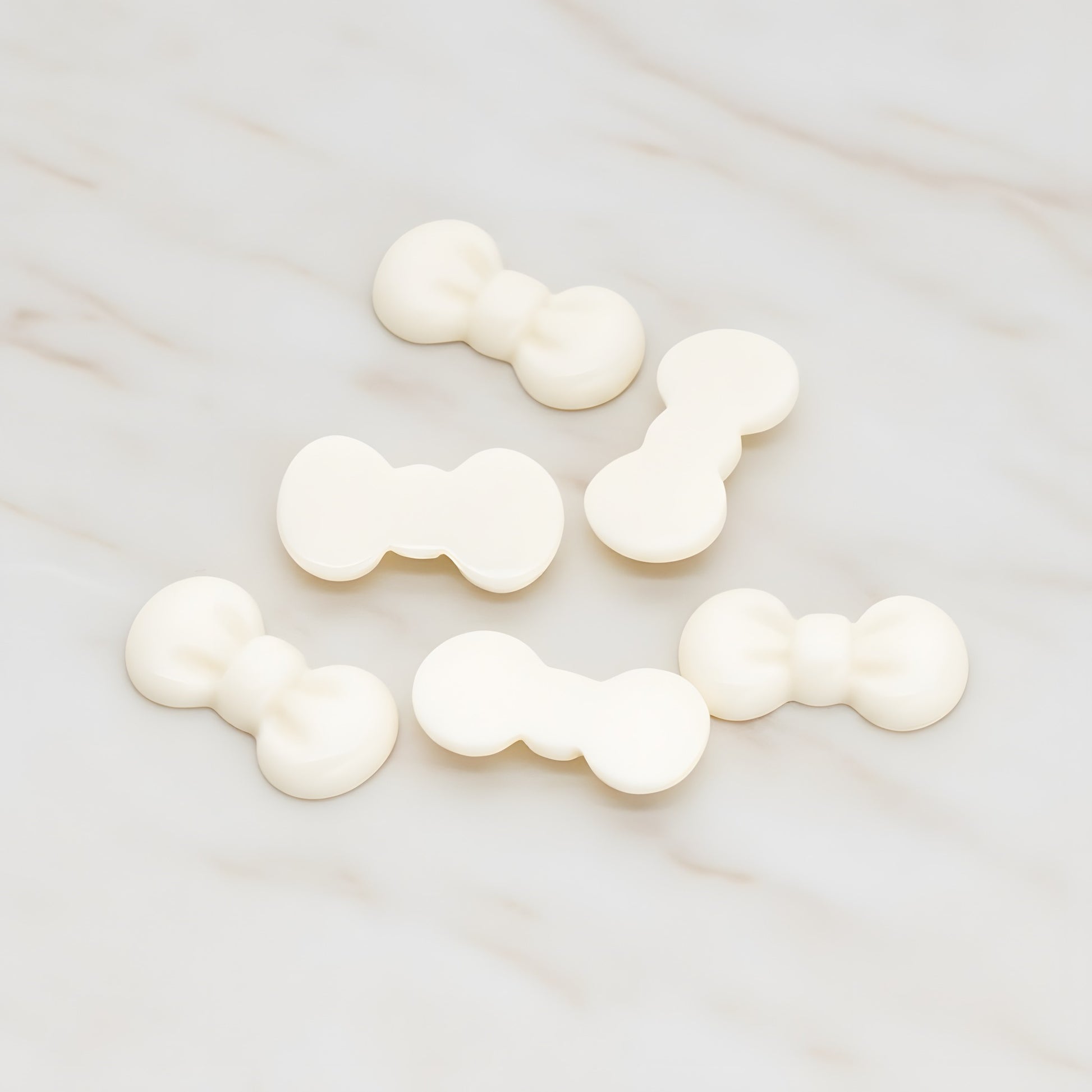 Rounded Ribbon Bow Flat Back Cabochon, 10 Pc - Cream (CB.019)